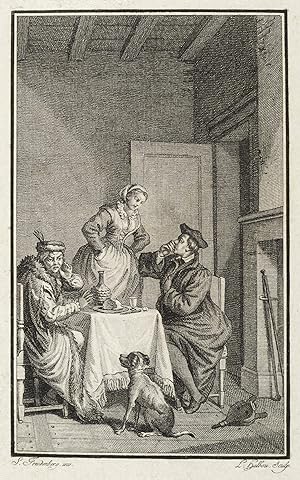 Image du vendeur pour Halbou, Louis Michel. Zornige Frau mit zwei Herren. Nach Freudenberger. mis en vente par GALERIE HIMMEL