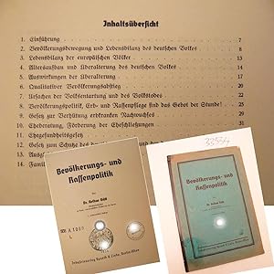 Seller image for Bevlkerungs- und Rassenpolitik. Von Dr. Arthur Gtt, Ministerialdirektor im Reichs- und Preuischen Ministerium des Innern * mit N S . - S t e m p e l "Nat. Soz. Lehrerbund Reichswaltung / Bckerei" for sale by Galerie fr gegenstndliche Kunst