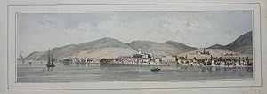 Bild des Verkufers fr Vevey, Vue prise du Lac". Blick auf Vevey vom Genfersee aus gesehen. zum Verkauf von Antiquariat Martin Barbian & Grund GbR