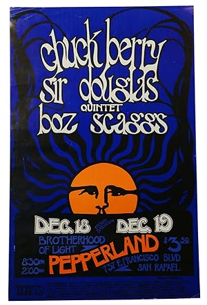 Original poster for Chuck Berry, Sir Douglas Quintet, & Boz Scaggs, Dec. 18 & 19 at Pepperland