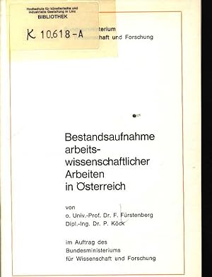 Seller image for Bestandsaufnahme arbeitswissenschaftlicher Arbeiten in sterreich. for sale by Antiquariat Bookfarm