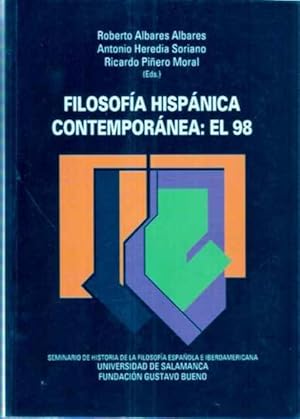 Imagen del vendedor de Filosofa Hispnica Contempornea: El 98 a la venta por SOSTIENE PEREIRA