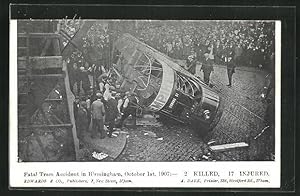 Postcard Birmingham, Tram Accident 1907, Strassenbahnunglück