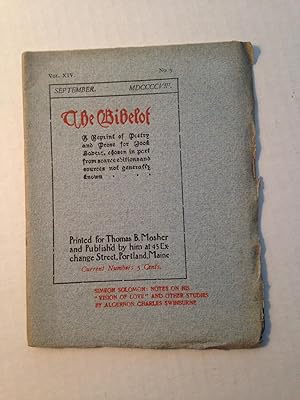 Bild des Verkufers fr The Bibelot A Reprint of Poetry and Prose for Book Lovers, chosen in part from scarce editions and sources not generally known . . . . Volume XIV Number 9 September MDCCCCVIII zum Verkauf von T. Brennan Bookseller (ABAA / ILAB)