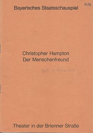 Bild des Verkufers fr Programmheft Christopher Hampton DER MENSCHENFREUND Premiere 25. November 1971 Theater Brienner Str. zum Verkauf von Programmhefte24 Schauspiel und Musiktheater der letzten 150 Jahre