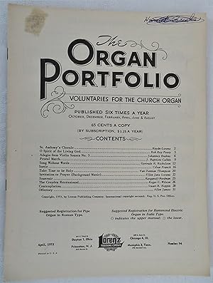 The Organ Portfolio: Voluntaries for the Church Organ; April, 1953, no ...