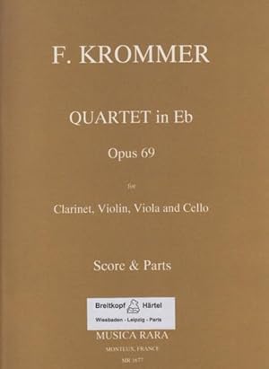 Quartet in E flat, Op.69 for Clarinet and String Trio - Full Score & Set of Parts