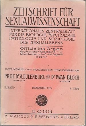 Immagine del venditore per Zeitschrift fr Sexualwissenschaft II.Band; 9.Heft (Dezember 1915) venduto da Bookfeathers, LLC