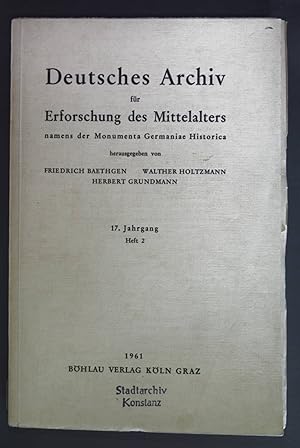 Seller image for Hans Eberhard Mayer: Ein Rundschreiben Rudolf II. von Burgund aus dem Jahre 932 - in: Deutsches Archiv fr Erforschungs des Mittelalters: 17. Jahrgang, Heft 2. for sale by books4less (Versandantiquariat Petra Gros GmbH & Co. KG)