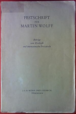 Bild des Verkufers fr Festschrift fr Martin Wolff zum Verkauf von biblion2