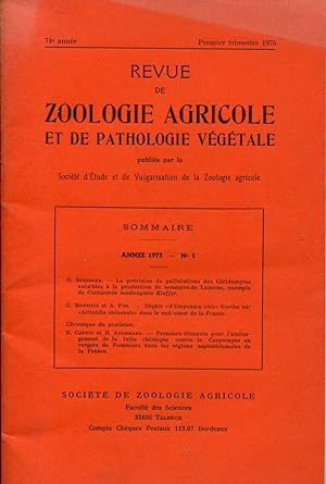 Seller image for Revue de Zoologie Agricole et de Pathologie Vgtale - 1975, N1 for sale by Sylvain Par