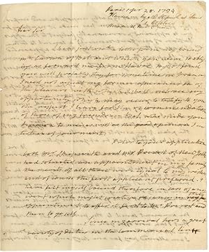 [AUTOGRAPH LETTER, SIGNED, FROM AMERICAN MINISTER TO FRANCE JAMES MONROE TO JOHN HENRY PURVIANCE,...