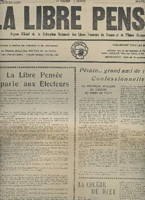 Image du vendeur pour La Libre Pense n55, nouvelle srie mai 51 - La Libre Pense parle aux Electeurs - Ptain. grand ami de l'cole confessionnelle ! - La colre de dieu - Dfendons la Lacit - Le pacte sordide du vatican et du Japon mis en vente par Le-Livre