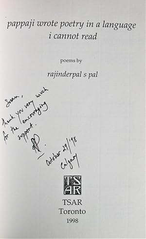 Seller image for Pappaji Wrote Poetry in a Language I Cannot Read for sale by Ken Jackson