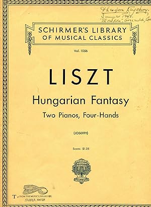 Image du vendeur pour Liszt: Hungarian Fantasy; Two Pianos, Four-Hands; Vol. 1056 mis en vente par Waysidebooks