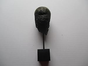 Jonathan Ellis Metal Head Sculpture on pole in black stand