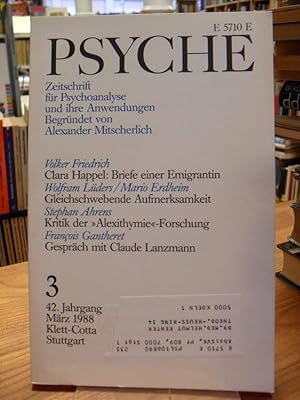 Seller image for Psyche - Zeitschrift fr Psychoanalyse und ihre Anwendungen, 42. Jahrgang, Heft 3, Mrz 1988, for sale by Antiquariat Orban & Streu GbR