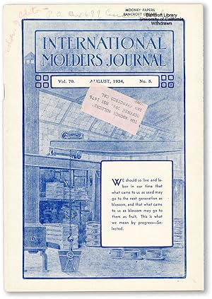 International Molders Journal. Vol. 70 no.8 (August, 1934)