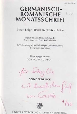 Seller image for Lieber Widerhall". Bettine von Armin: Die Gnderode - eine dialogische Autobiographie. (Sonderdruck aus Germanisch-Romanische Monatsschrift. Bd. 46; Heft 4; 1996). for sale by Fundus-Online GbR Borkert Schwarz Zerfa