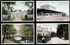 Ansichtskarte / Postkarte Apeldoorn Gelderland, Bahnhof, Gleisseite, Brücke, Palast Het Loo