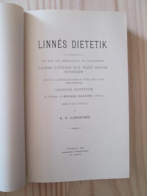 Seller image for Linns dietetik, p grundvalen af dels hans eget originalutkast till frelsningar : Lachesis naturalis qu tradit ditam .,. for sale by Expatriate Bookshop of Denmark