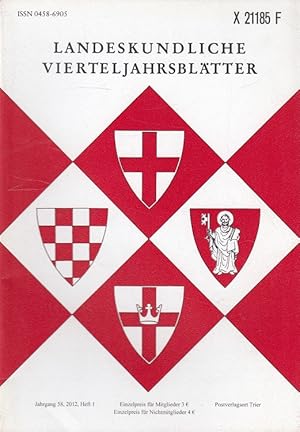 Bild des Verkufers fr Cleaver, Schopper und frhe Faustkeile. Einblicke in die lteste Urgeschichte im Rhein-Moseldreieck / Napoleonfeste im Saardepartement - Landeskundliche Vierteljahrsbltter Jahrgang 58, 2012, Heft 1 hrsg. von der Gesellschaft fr Ntzliche Forschungen zu Trier, der Arbeitsgemeinschaft fr Landesgeschichte und Volkskunde des Trierer Raumes, dem Verein fr Geschichte und Kunst des Mittelrheins sowie der Arbeitsgemeinschaft fr die Heimatgeschichte und Genealogie des Nahe-Hunsrck-Raumes / Beilag zum Verkauf von Versandantiquariat Nussbaum