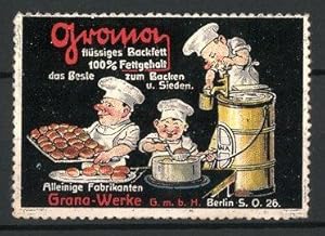 Bild des Verkufers fr Reklamemarke Grana flssiges Backfett, Grana-Werke GmbH, Bcker machen Pfannkuchen zum Verkauf von Bartko-Reher