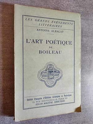 Bild des Verkufers fr L'Art potique de Boileau. zum Verkauf von Librairie Pique-Puces