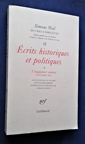 Bild des Verkufers fr Oeuvres compltes, T. II. : Ecrits historiques et politiques, vol. 1. zum Verkauf von Librairie Pique-Puces