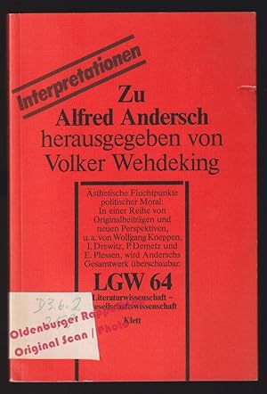 Bild des Verkufers fr Zu Alfred Andersch: Interpretationen LGW 64 - Wehdeking, Volker (Hrsg) zum Verkauf von Oldenburger Rappelkiste