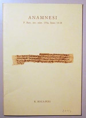 Seller image for ANAMNESI P. Barc. Inv. Nm. 155a, lnies 14-18 - Barcelona 1993 for sale by Llibres del Mirall