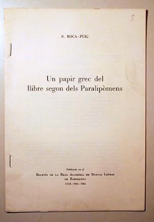 Seller image for UN PAPIR GREC DEL LLIBRE SEGON DELS PARALIPMENS - Barcelona 1962 for sale by Llibres del Mirall