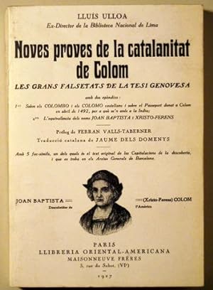 Image du vendeur pour NOVES PROVES DE LA CATALANITAT DE COLOM. Les grans falsetats de la tesi genovesa - Barcelona c. 1980 mis en vente par Llibres del Mirall