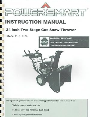 Seller image for PowerSmart two Stage Gas Snow Thrower; Model DB7124-24, 26 and 28 -REPRINT for sale by SUNSET BOOKS