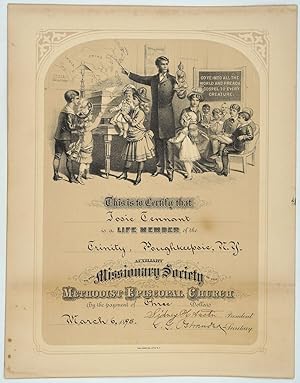 Membership Certificate of the Auxiliary Missionary Society of the Methodist Episcopal Church