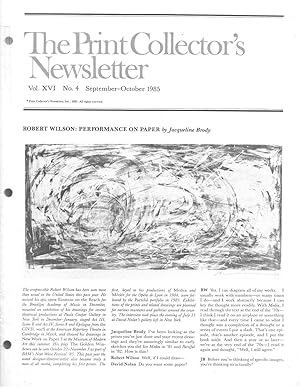 Print Collector's Newsletter: Vol. XVI, No.4, September-October 1985