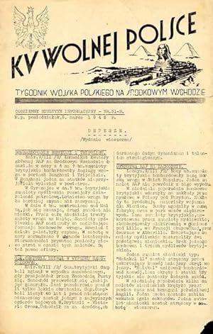 Seller image for Ku Wolnej Polsce. Tygodnik Wojska Polskiego na Srodkowym Wschodzie. Codzienny biuletyn informacyjny. 1942. Nr 31-B (9 marca 1942). Wydanie wieczorne for sale by POLIART Beata Kalke