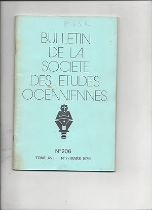 Bulletin de la societe des etudes oceaniennes n° 206 tome XVII