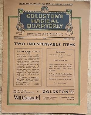 Seller image for Goldston's Magical Quarterly September 1938 Incorporating the "Magazine Of Magic" Official Organ Of The Magicians' Club for sale by Shore Books