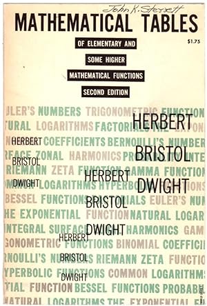 Image du vendeur pour Mathematical Tables of Elementary and Some Higher Mathematical Functions mis en vente par Clausen Books, RMABA