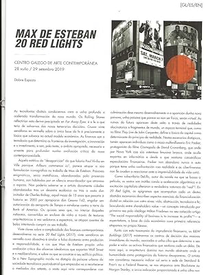 Imagen del vendedor de Max De Esteban : 20 Red Lights a la venta por The land of Nod - art & books