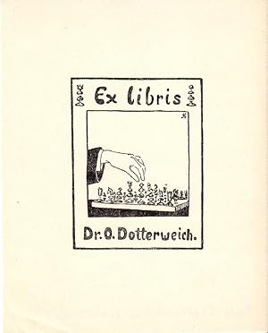 Klischee "Ex libris Dr. O. Dotterweich", ca. 11,5 x 9,5 cm Büttenpapier. Im Druck monogrammiert. ...