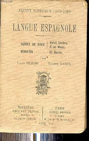 Bild des Verkufers fr Langue Espagnole - Brevet suprieur 1910-1912. zum Verkauf von Le-Livre