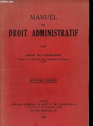 Image du vendeur pour Manuel de droit administratif - 9e dition. mis en vente par Le-Livre