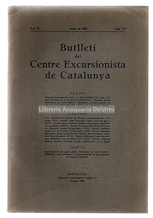 Bild des Verkufers fr Butllet del Centre Excursionista de Catalunya. Any XL. nm 419. Abril de 1930. zum Verkauf von Llibreria Antiquria Delstres
