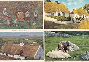 Irish Cottages Sheep Shearing Thatcher Leprechauns 4x 1970s Postcard s