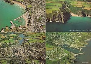 Truro Newquay Porthcurno Minack Theatre Mevagissey 4x Aerial Postcard s