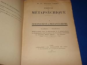 Précis de Métapsychique. Subconscient et Métapsychisme