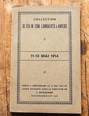 Bild des Verkufers fr Catalogue d une collection importante et remarquable de jetons et mdailles historiques des 17 provinces des Pays-Bas, d une srie importante de mdailles de la rvolution Brabaconne de 1790 et de la rvolution belge 1830 - 1832, de mdailles modernes, d une fort belle srie de mreaux des gildes et des corps de mtiers, de mdailles municipales. Collection Lombaerts a Anvers. zum Verkauf von Antiquariat Thomas Rezek