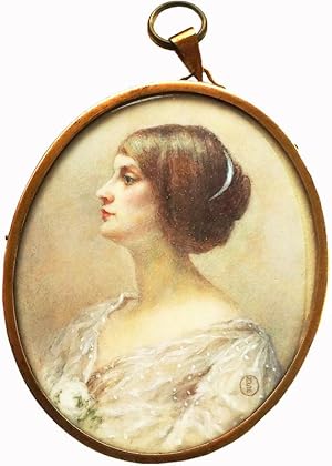 Original Miniature Self-Portrait Cameo Pendant , Painted By Roosevelt Family Member Maud Sutton P...